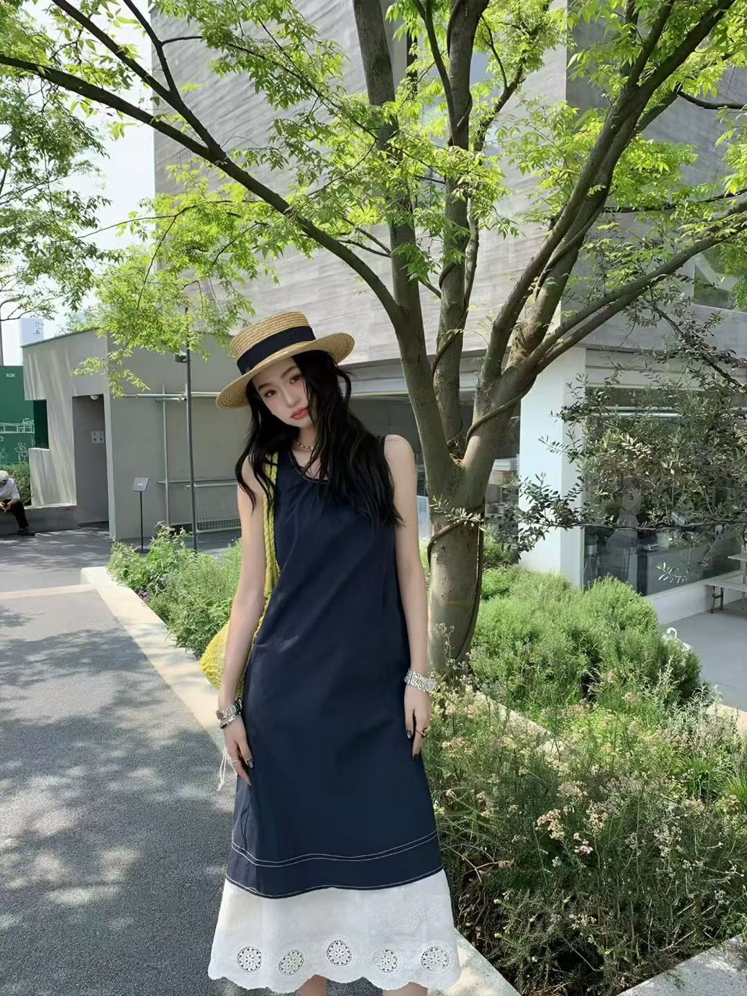 YJ - 復古蕾絲拼接連身裙/洋裝   8913#