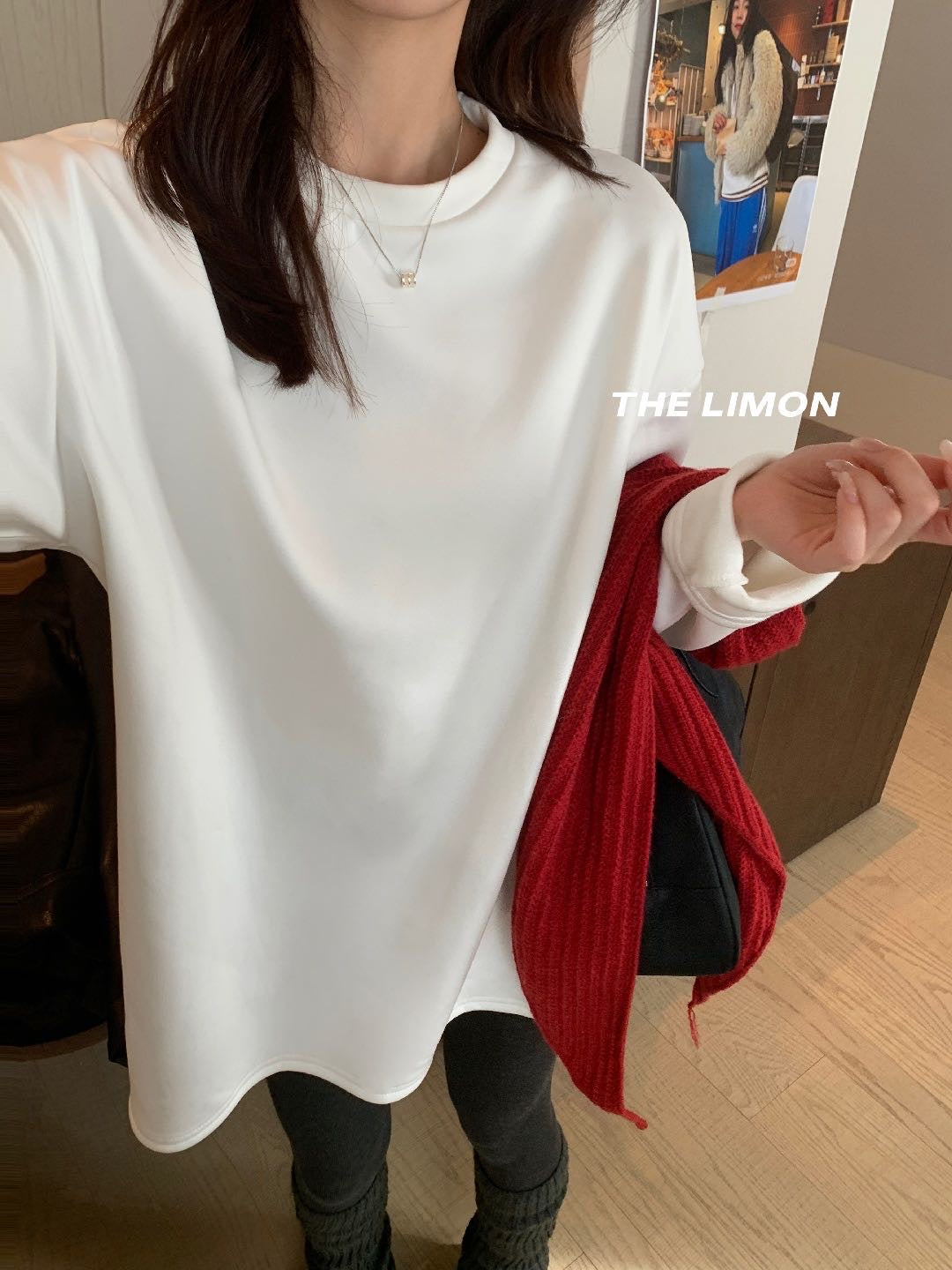 LIMON - 加厚長袖加絨大版T 9296#