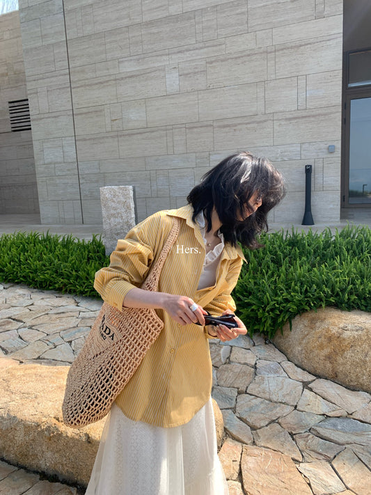 METWO - 黃色條紋襯衫   80352#