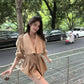 YJIA - 英倫風大翻領綁帶收腰風衣  8276#