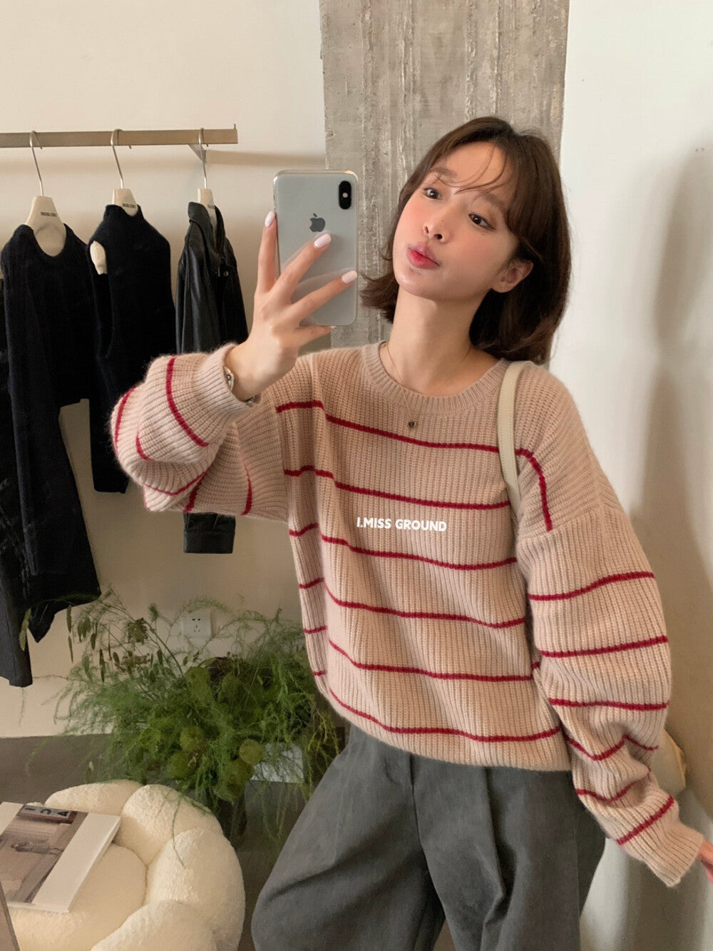 i miss - 條紋質感針織衫  991091#