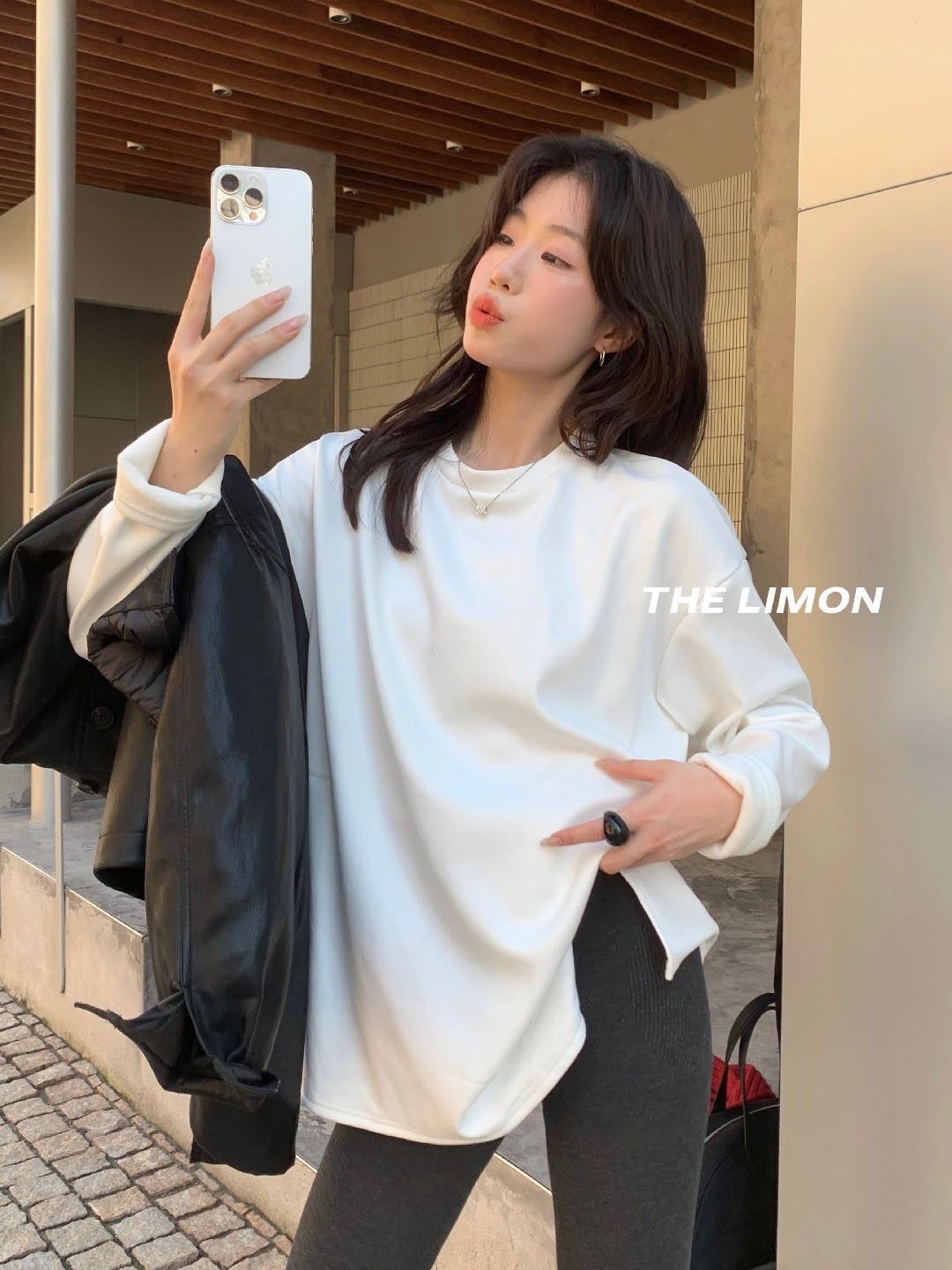 LIMON - 加厚長袖加絨大版T 9296#