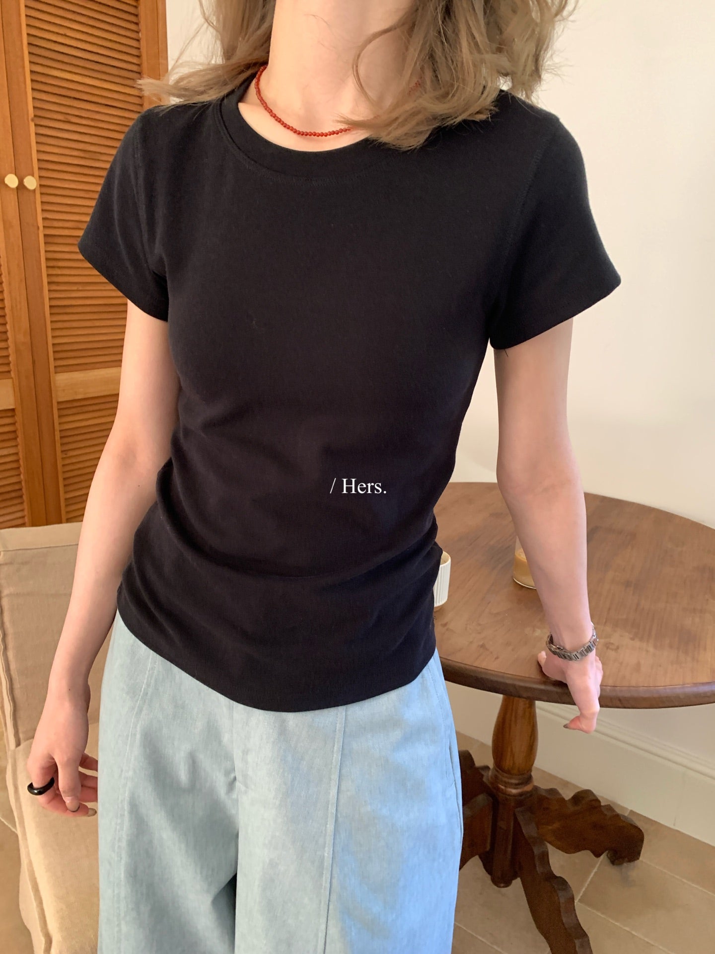 Hers - 正肩修身圓領T   80240#