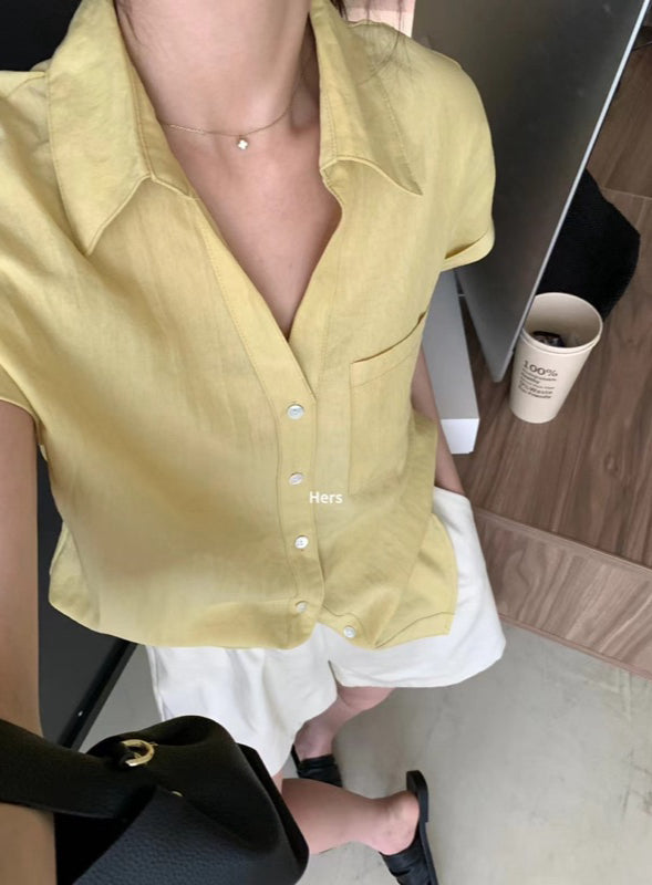 HERS> 簡約V領襯衫 9533#
