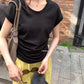 METWO> 扭摺小飛袖U領T 8274#
