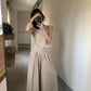 HERS> 夏季收腰V領T+闊腿褲套裝 20866#