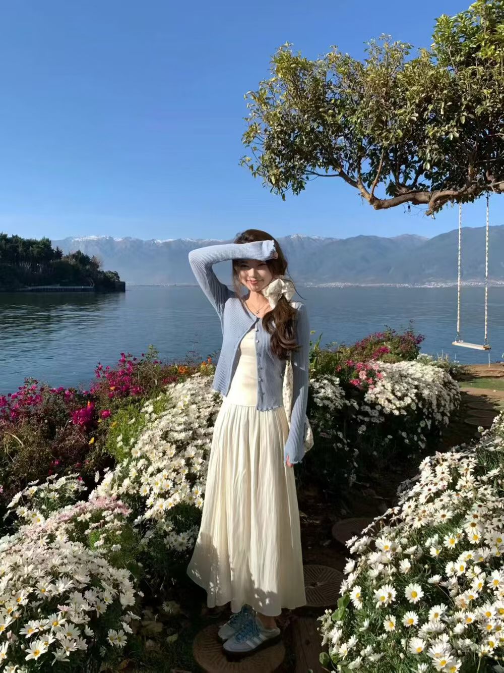 YJ - 木耳邊開衫&蕾絲針織小吊帶&休閒半裙3件套   9931#