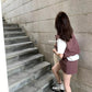 METWO> 套裝工裝背心外套短裙sml(黑&紫) 08002#