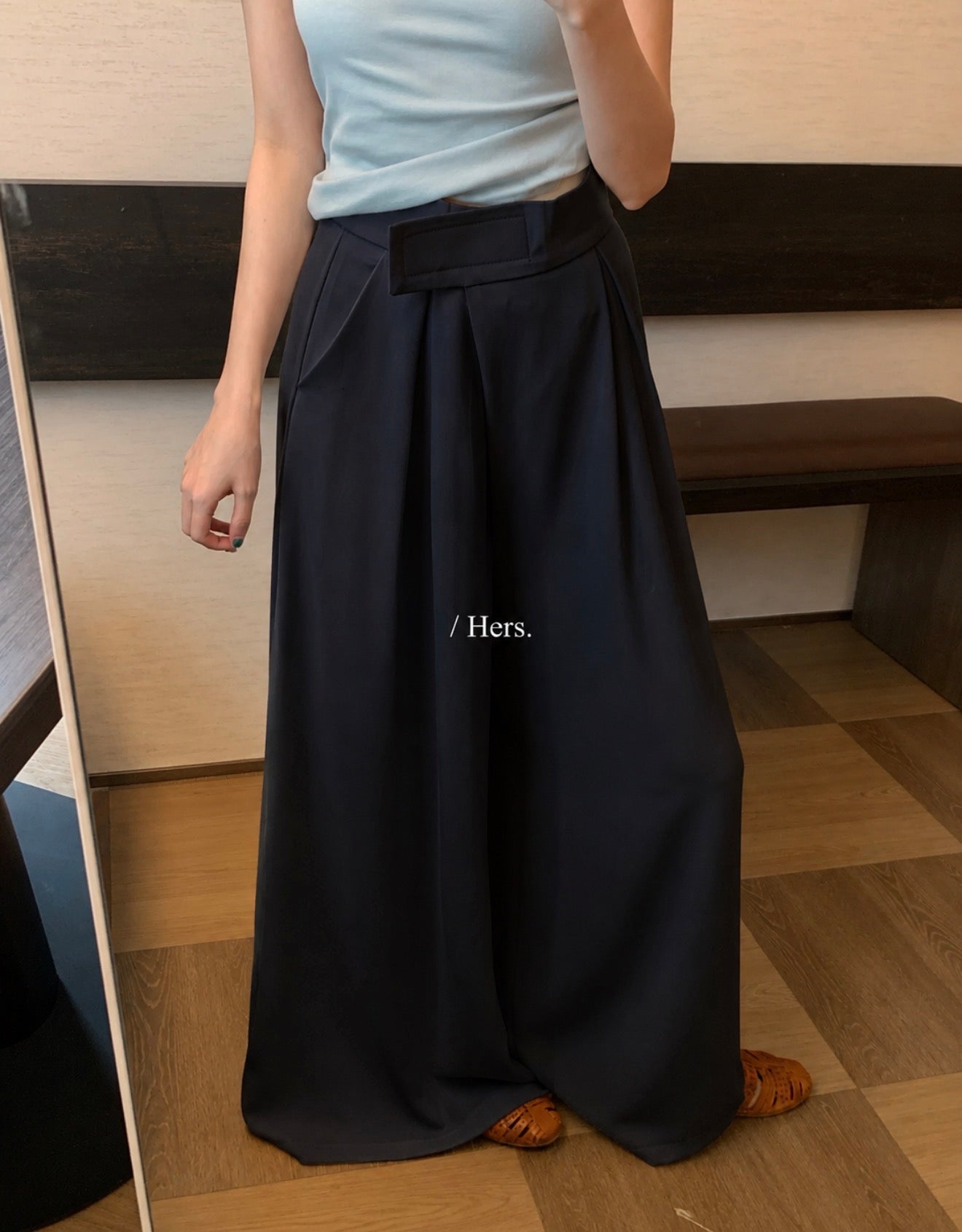 Hers - 絲滑修身闊腿褲     80761#