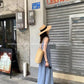 Metwo- 日系藍格連衣裙 孕婦友善  1313#