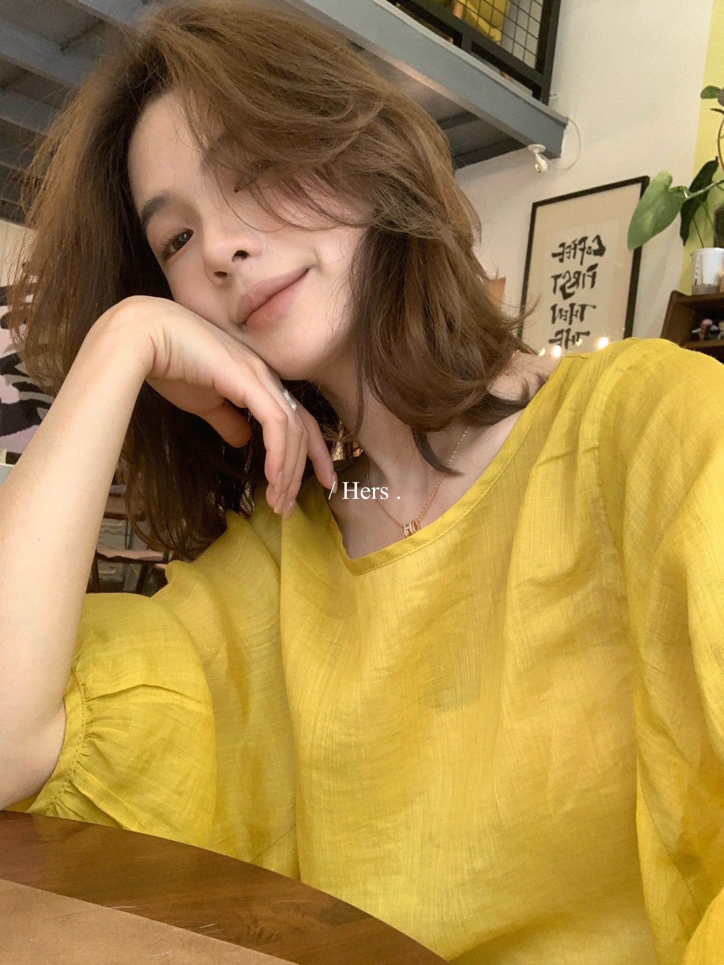 Hers - 苎麻氣質復古衫   80458#