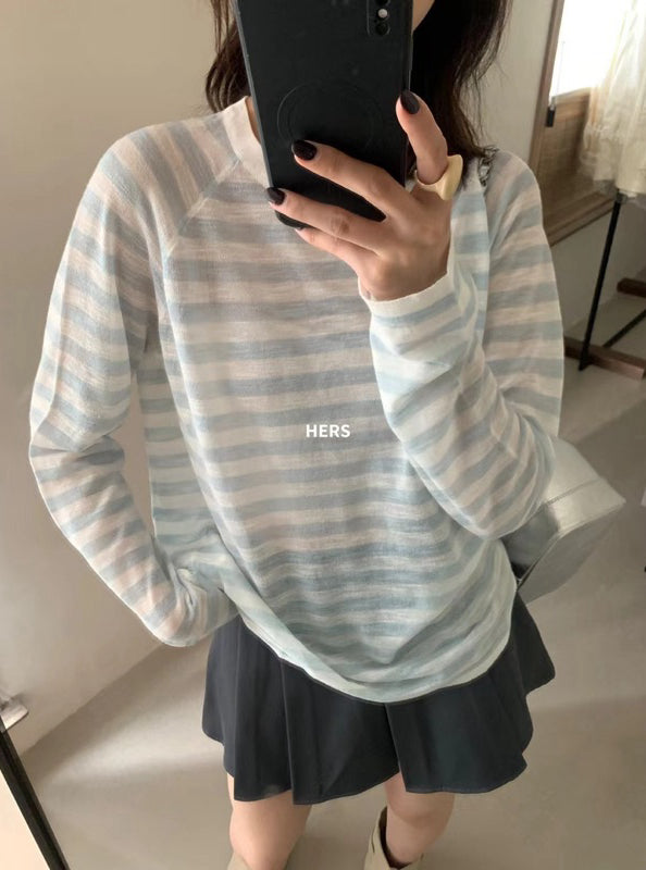 HERS> 條紋防曬衫 20534#