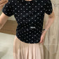 HERS> 正肩點點上衣2色 9321#