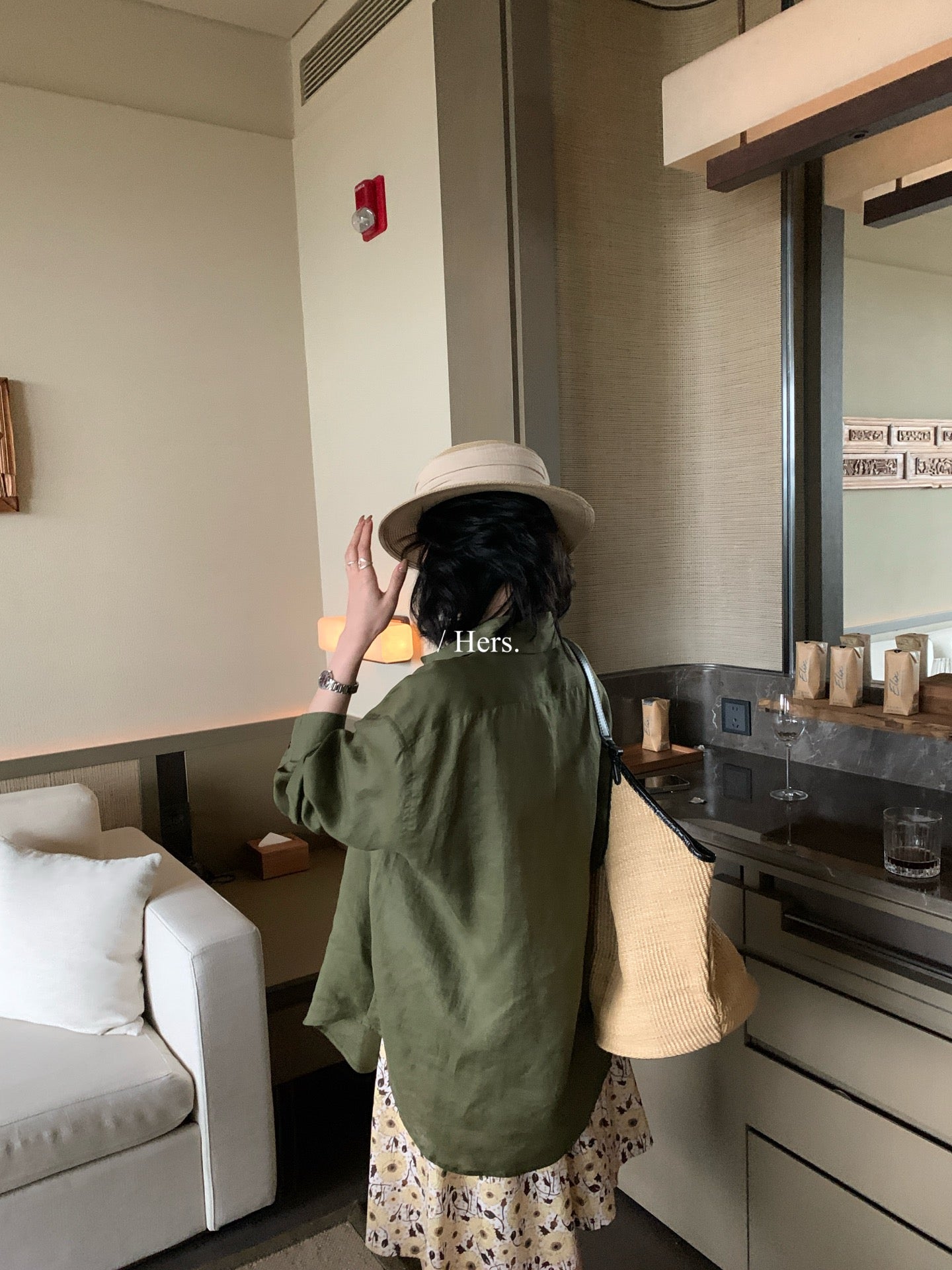 Hers - 多色經典麻料襯衫   80191#