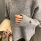 HERS> 正肩鈕扣傘擺毛衣 #10325#