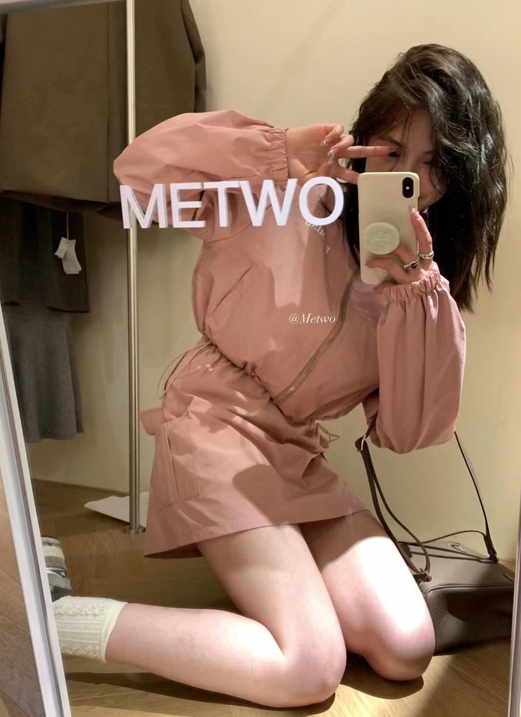 METWO> 皮粉衝鋒衣套裝 1026#