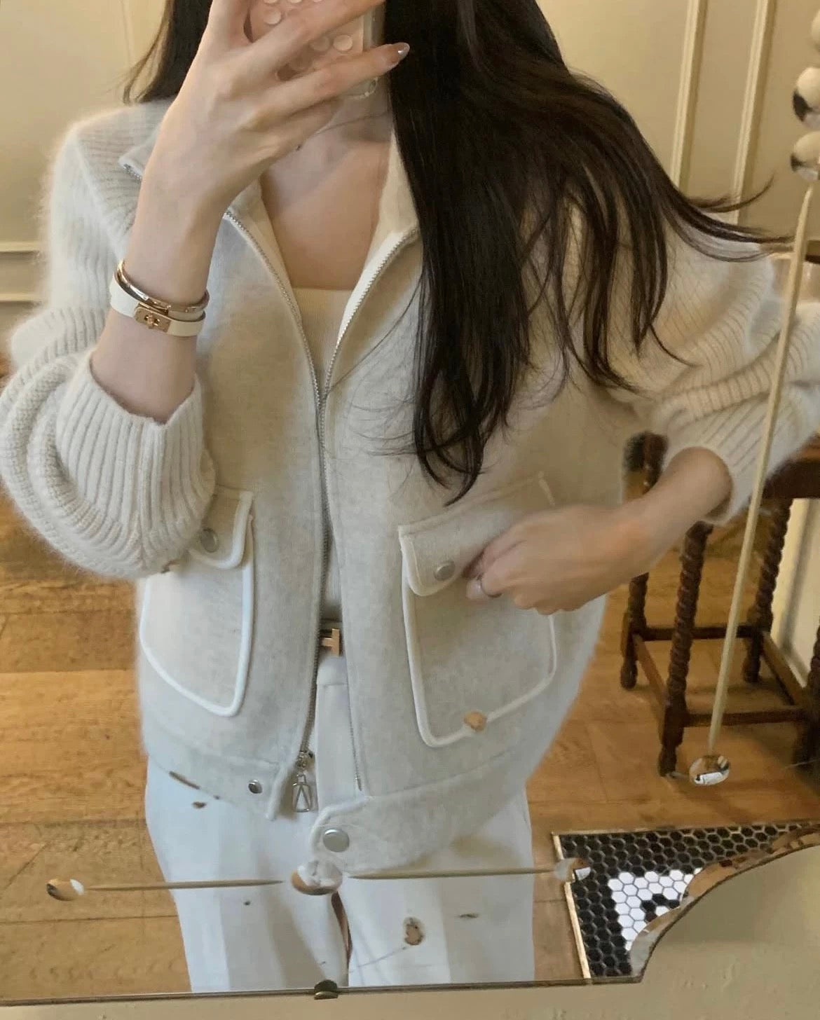 YJNN - 小香風毛呢針織小外套 366#