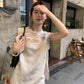 METWO> 亞麻蕾絲上衣 8269#