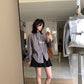 HERS> 設計款花邊襯衫&小香風百摺裙 10055#0992#