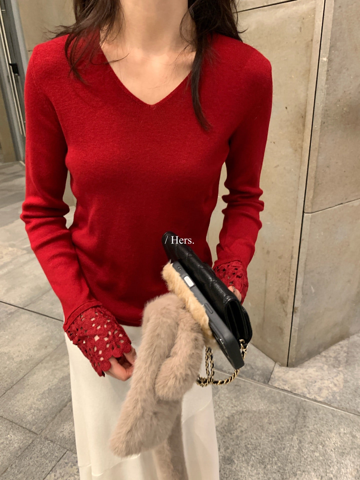 seeUbye - 編織拼接袖口針織衫  92811#