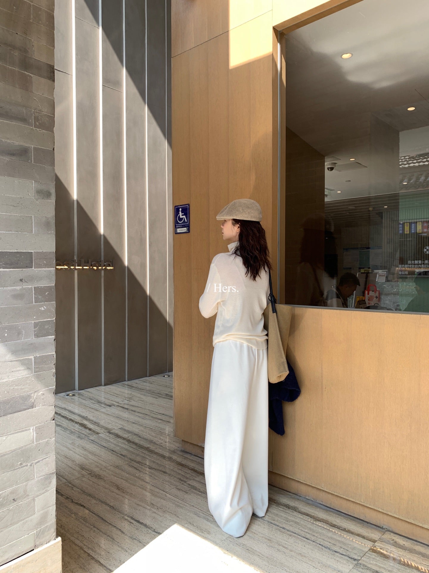 Hers - 韓標壓線直筒羊絨褲  92469#