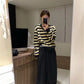 METWO>毛條紋V領毛衣 1802#