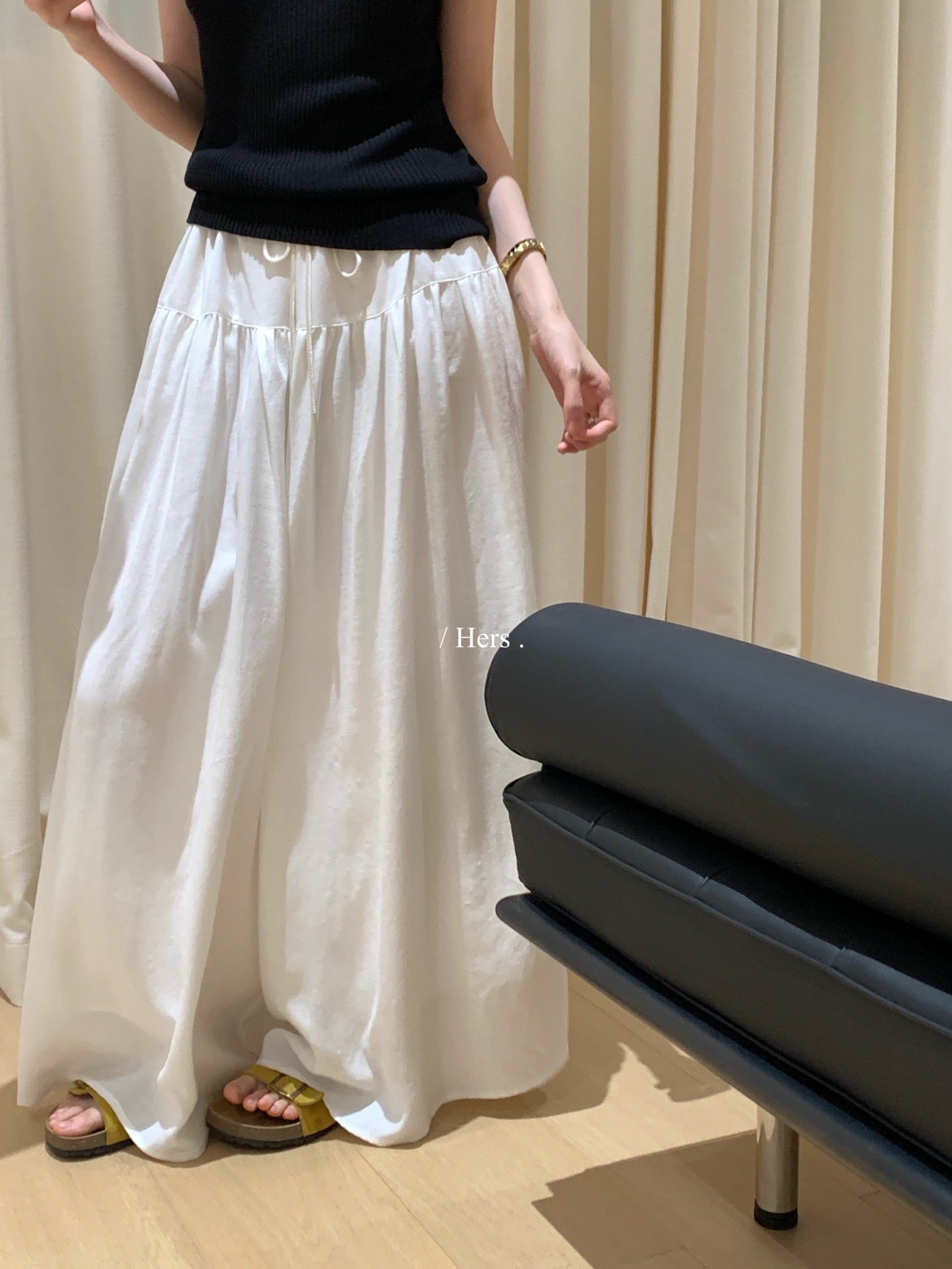 Hers - 綁帶腰頭休閒裙褲    80376#