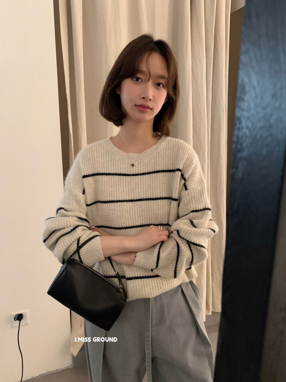 i miss - 條紋質感針織衫  991091#