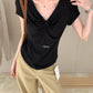Hers - 紐結V領紙片T   80571#