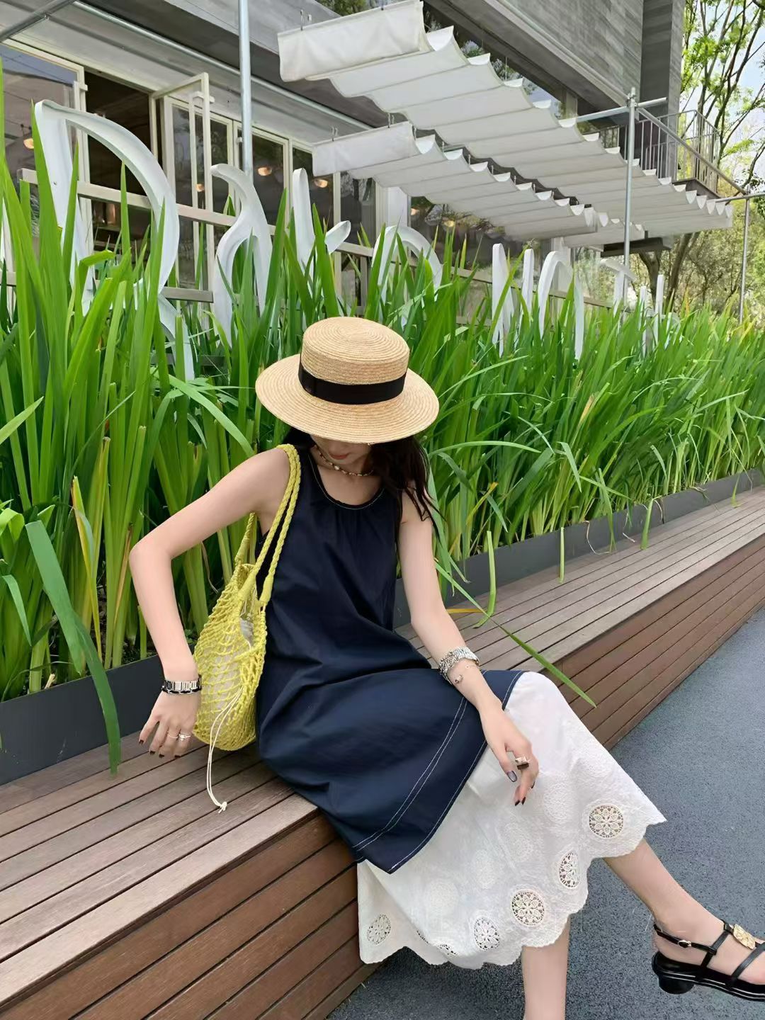 YJ - 復古蕾絲拼接連身裙/洋裝   8913#