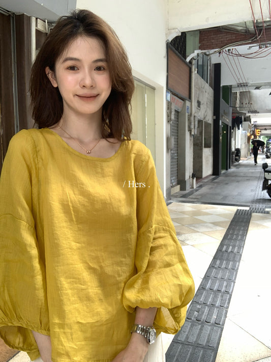 Hers - 苎麻氣質復古衫   80458#