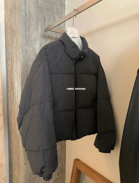 I miss - 簡約格紋羽絨外套  20323#