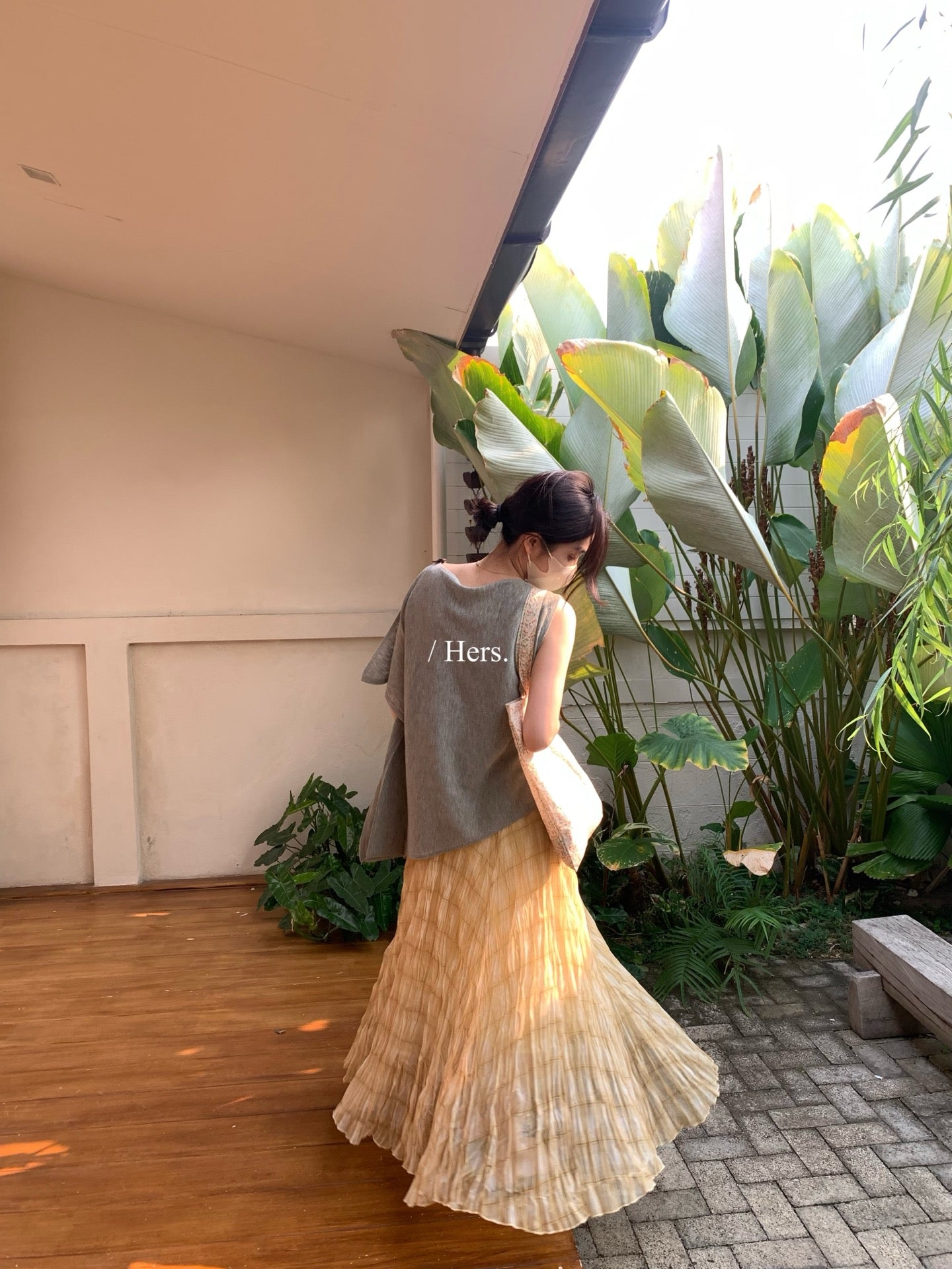 Hers - 一粒扣蕩領氣質針織衫   80509#