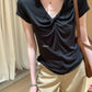 Hers - 紐結V領紙片T   80571#