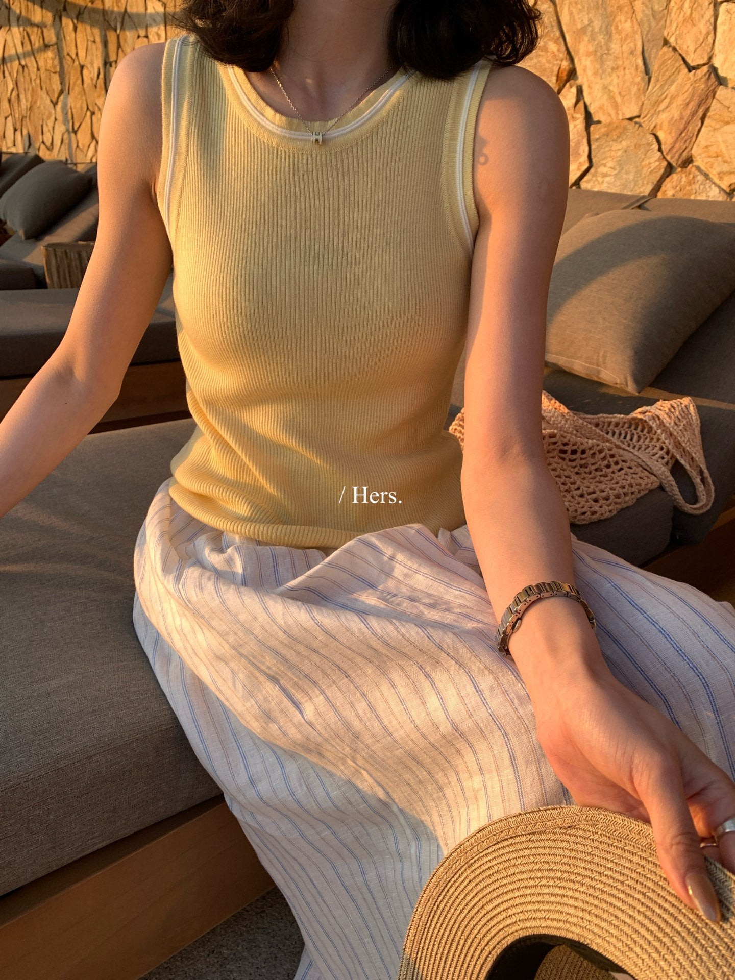 Hers - 撞色針織背心   08127#