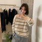 i miss - 條紋質感針織衫  991091#