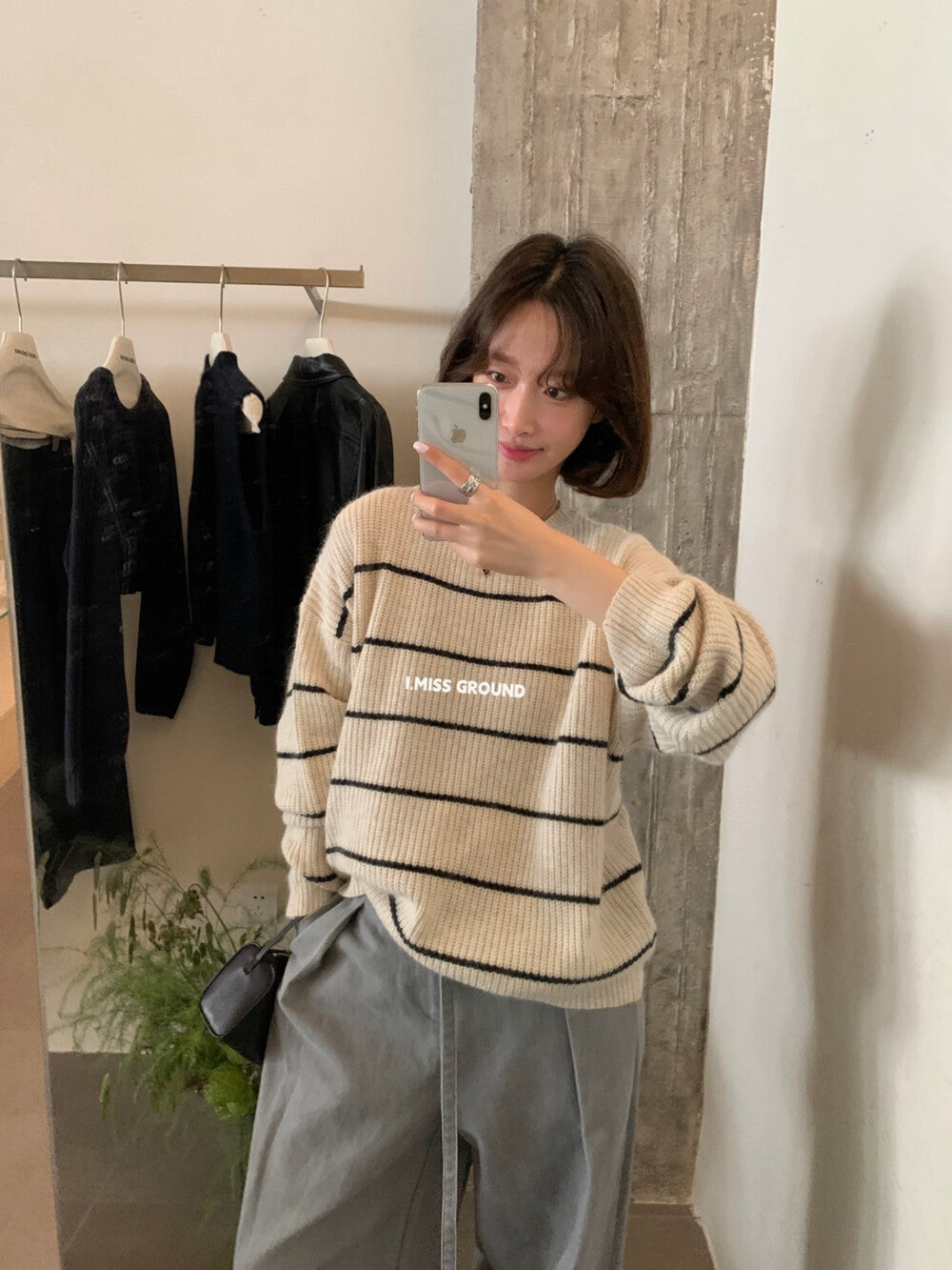 i miss - 條紋質感針織衫  991091#