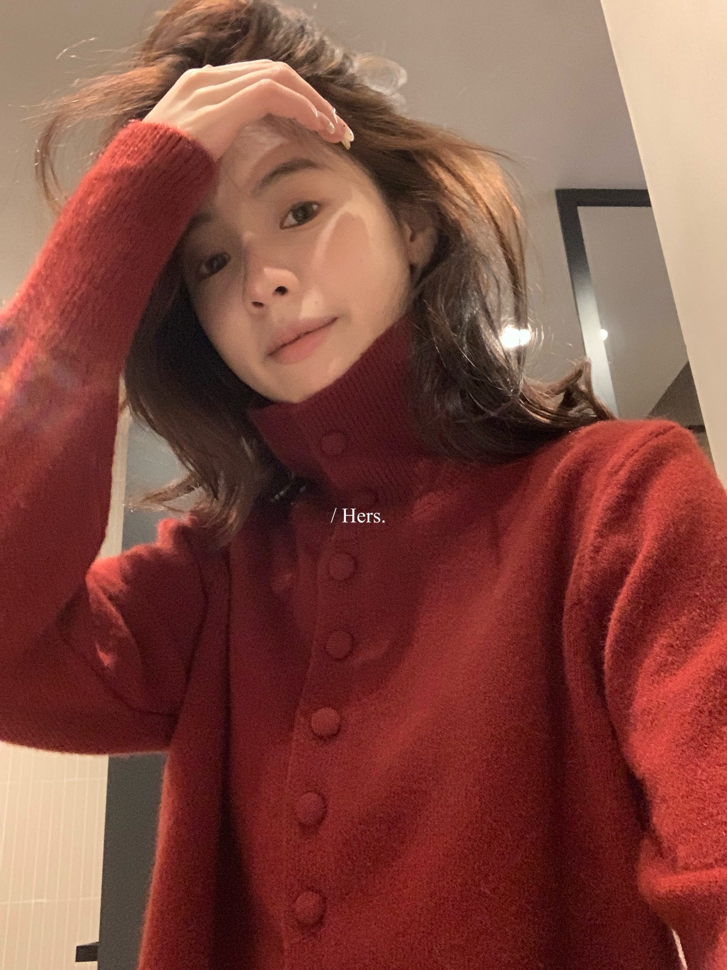 Hers - 單排釦高領毛衣  92515#