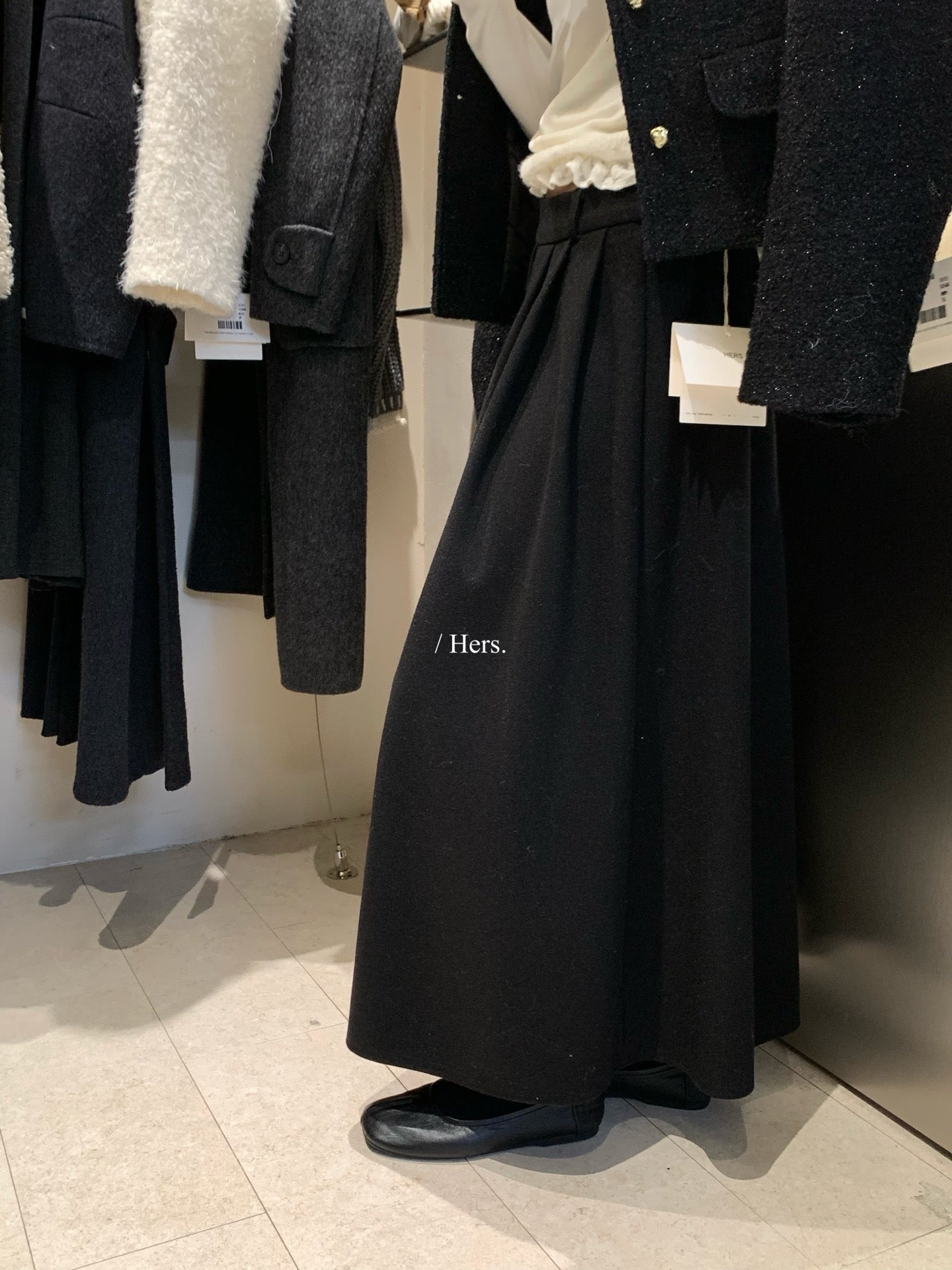 Hers - 韓標毛呢壓褶半裙  92688#