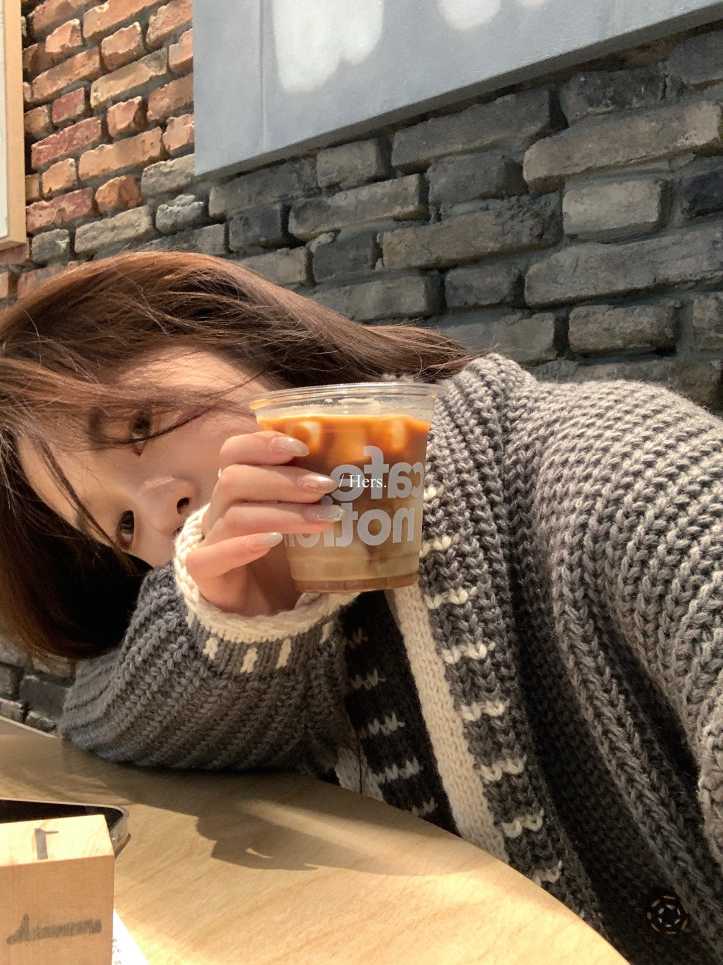 Metwo - 韓標 大毛衣車線開衫  92468#