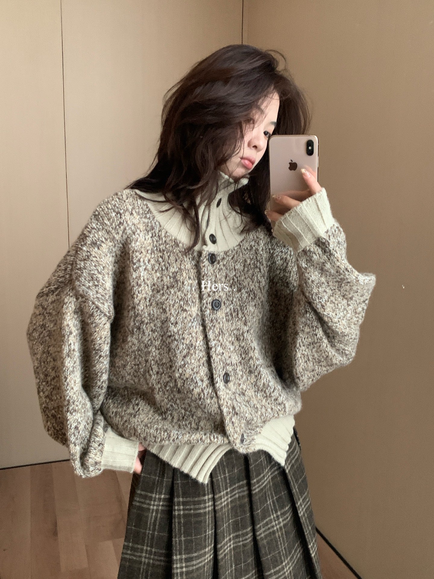 Hers - 撞色高領毛衣  92665#