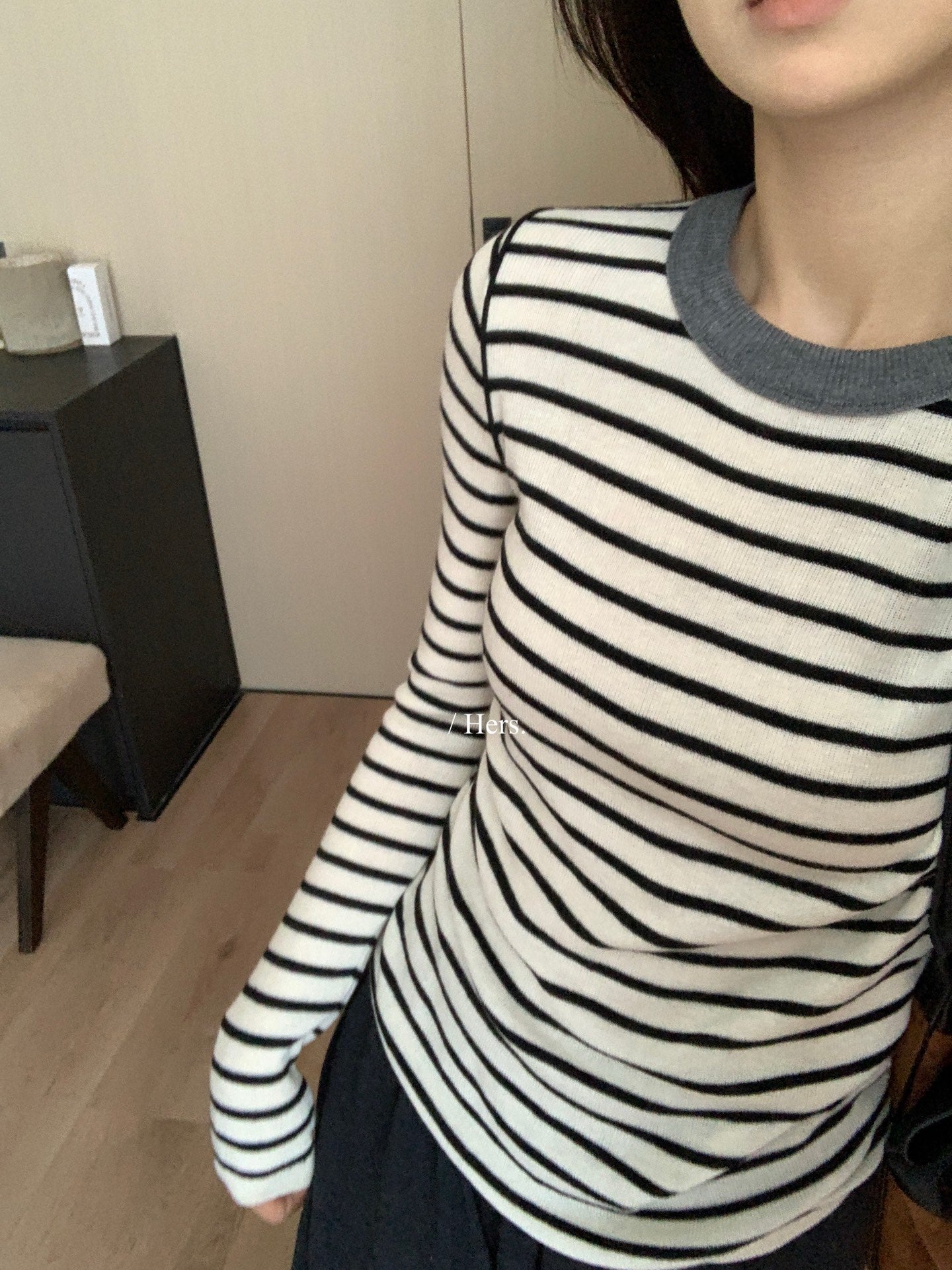 HERS - 撞色條紋針織衫  92399#