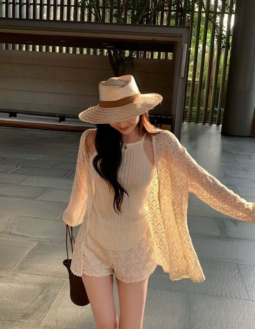 YJ - 簍空針織三件套   6687#