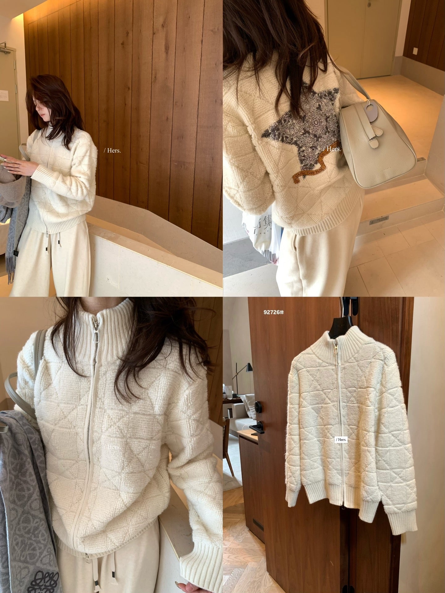 Hers - 後背星星拉鍊雙拉鍊毛衣  92726#