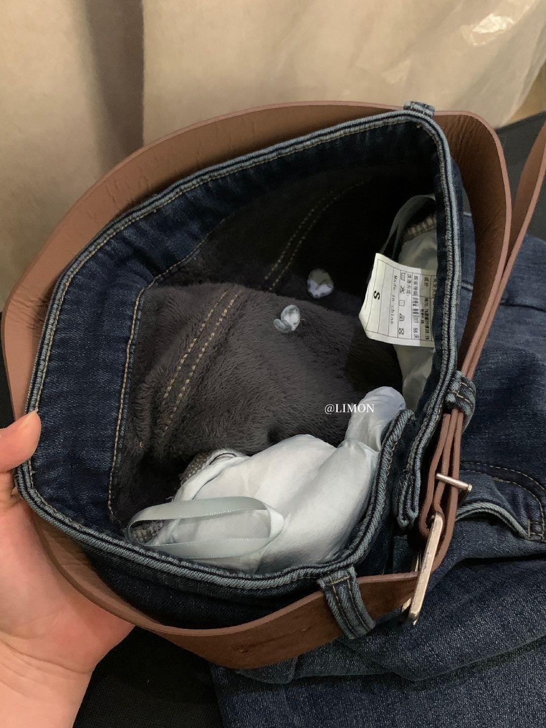 LIMON - 超模柔絨牛仔褲2色配腰帶 2636#