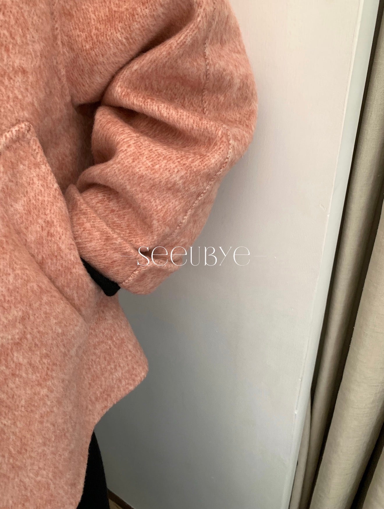 seeUbye - 鮭魚粉雙面羊毛大衣  731#