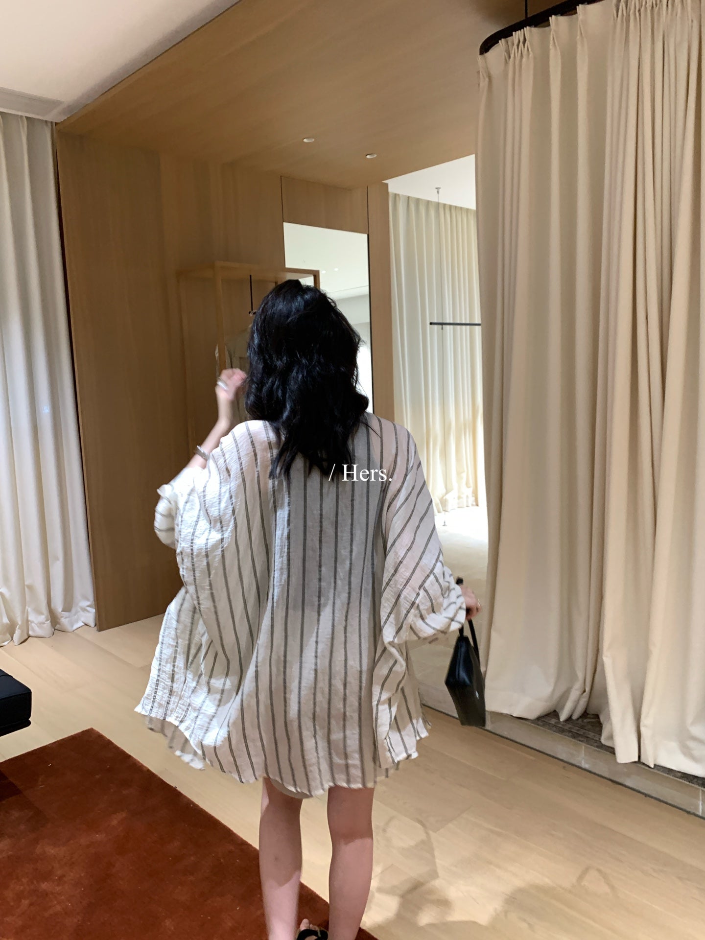 Hers - 舒適飄逸感防曬條紋襯衫  80553#