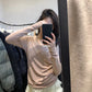 HERS> V領蕾絲拼接打底衫 #10296#