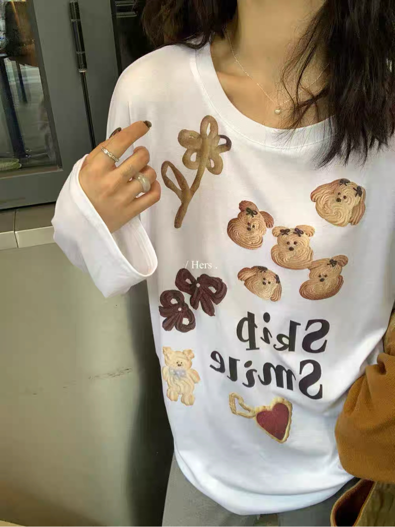 HERS> 復古印花慵懶T 92183#