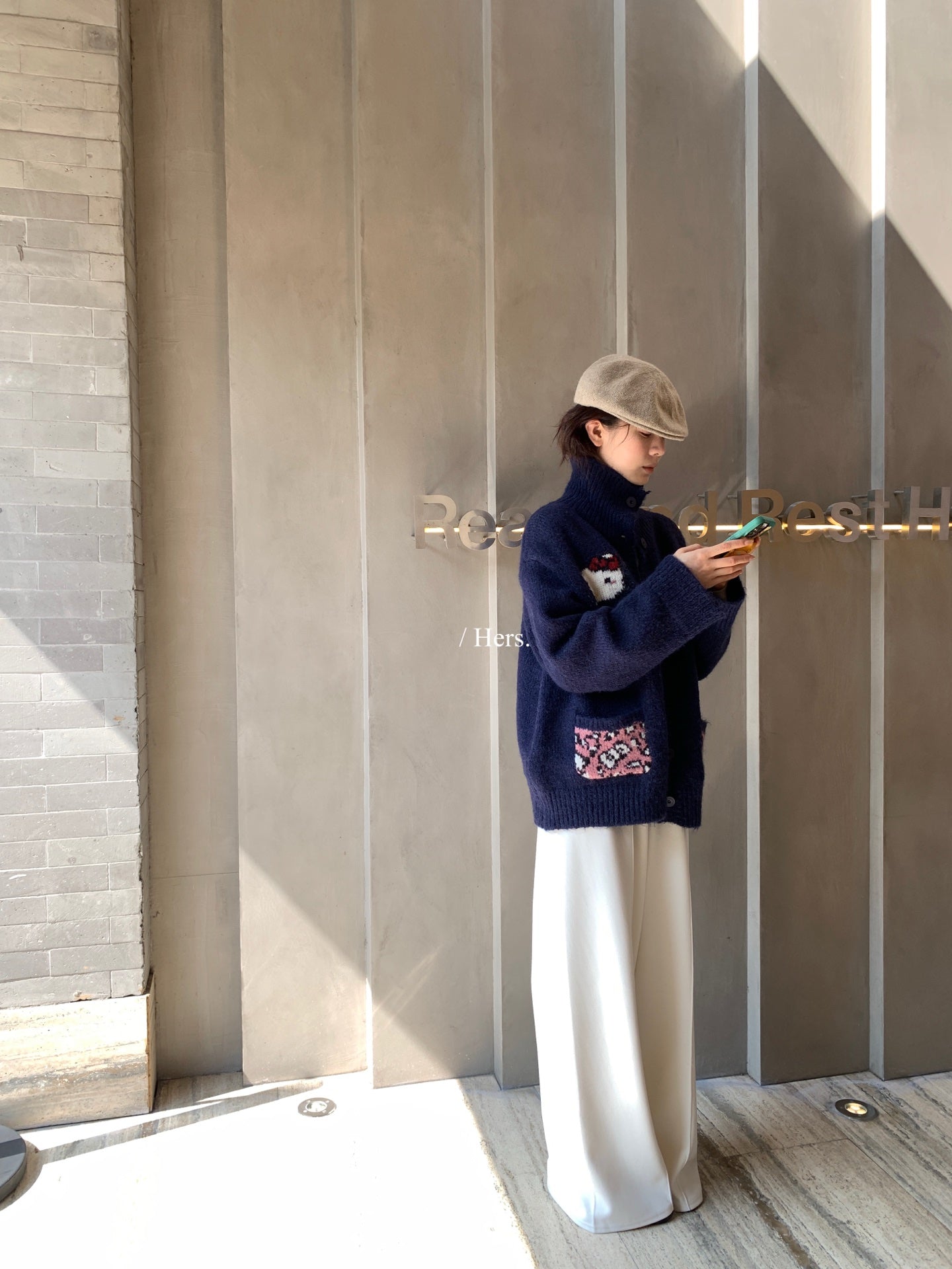 Hers - 韓標壓線直筒羊絨褲  92469#